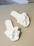 Girls Plain Bow Decor Comfortable Non-Slip Open Toe Slippers for Summer