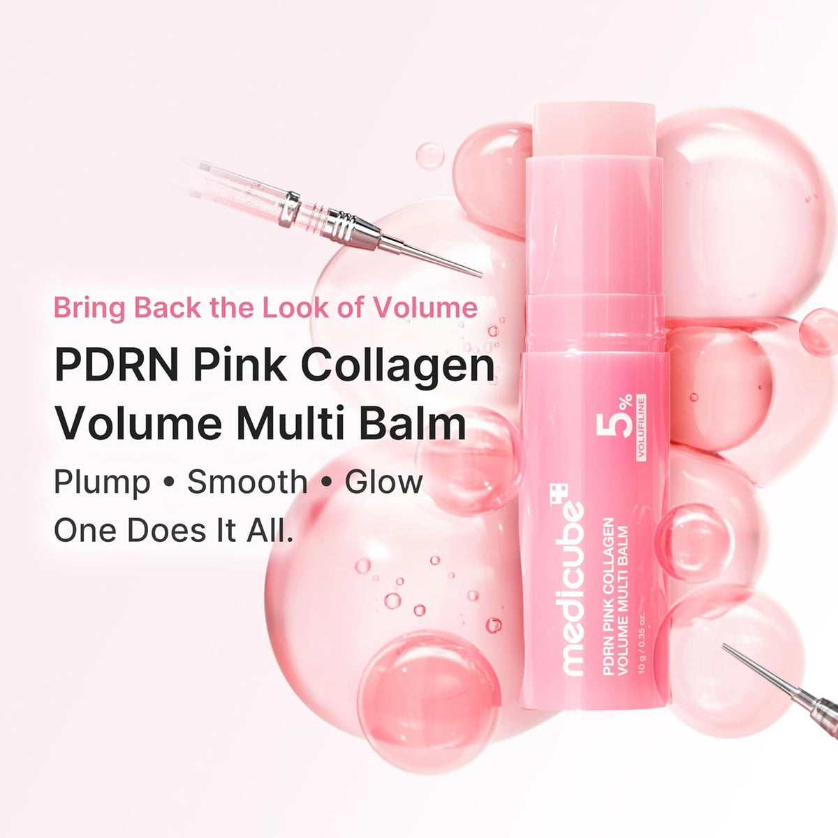 PDRN Pink Collagen Volume Multi Balm Stick - Face & Body Balm | Volufiline, PDRN, NAD, Collagen - Under-Eyes, Neck, Forehead, Smile Lines, Lips, Plumping & Radiance for Line Care, K-Beauty