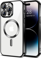 Magnetic Clear Case Compatible with Iphone 15 Pro Max, Flexible Fashion Cover, Black