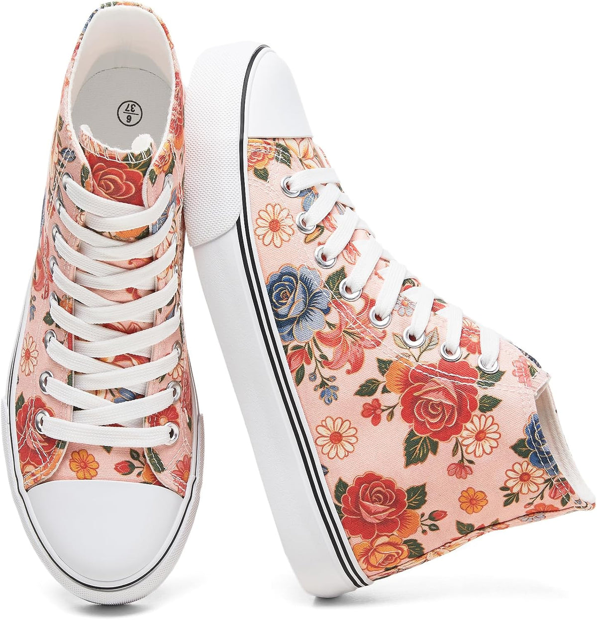 Womens High Top Canvas Sneakers Fashion White Shoes for Women