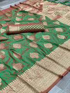 Indian Sarees for Women, Banarasi Art Silk Sari with Unstitched Blouse Piece, Wedding and Festive Wear