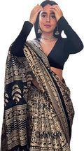 Ladies Cotton Silk Kalamkari Print Sari with Blouse