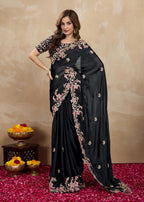 Women'S Rangoli Silk Embroidred Saree with Unstitch Blouse Piece