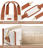 Canvas Tote Bag for Women, 15-Pockets Work Laptop Tote Purse Large Crossbody Nurse Teacher Bible Bag for School Travel Daily