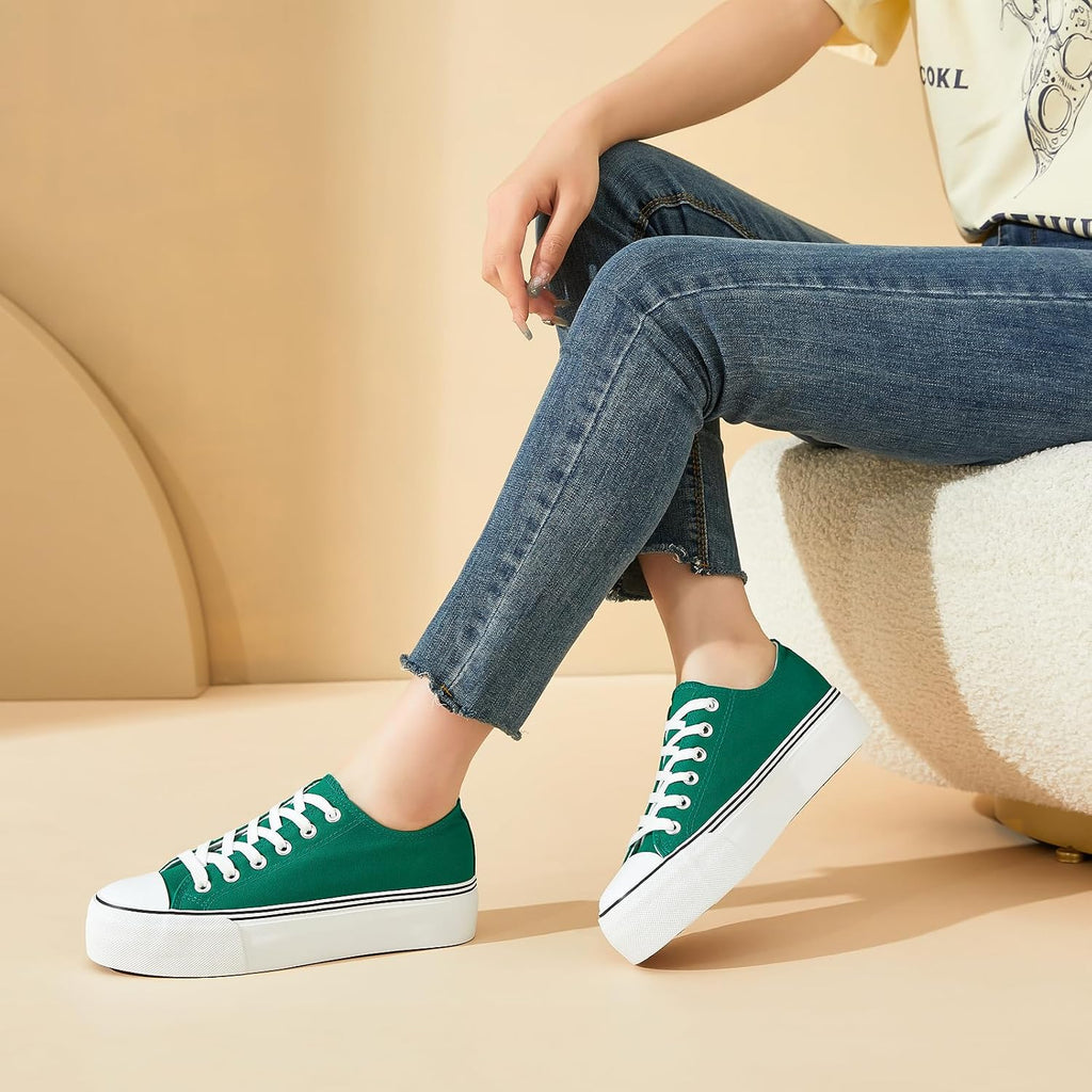 Womens Platform Canvas Sneakers Tennis Shoes